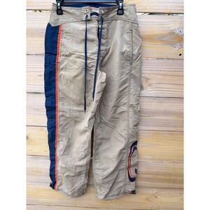 Vintage Cabral Nylon Cargo Pants Tan Navy Orange Y2K Skate Mens 28 Drawstring